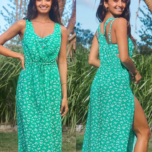 Cupshe Sleeveless Midi Sarong Dress with Floral Surplice | Size S | NWT - Picture 1 of 4